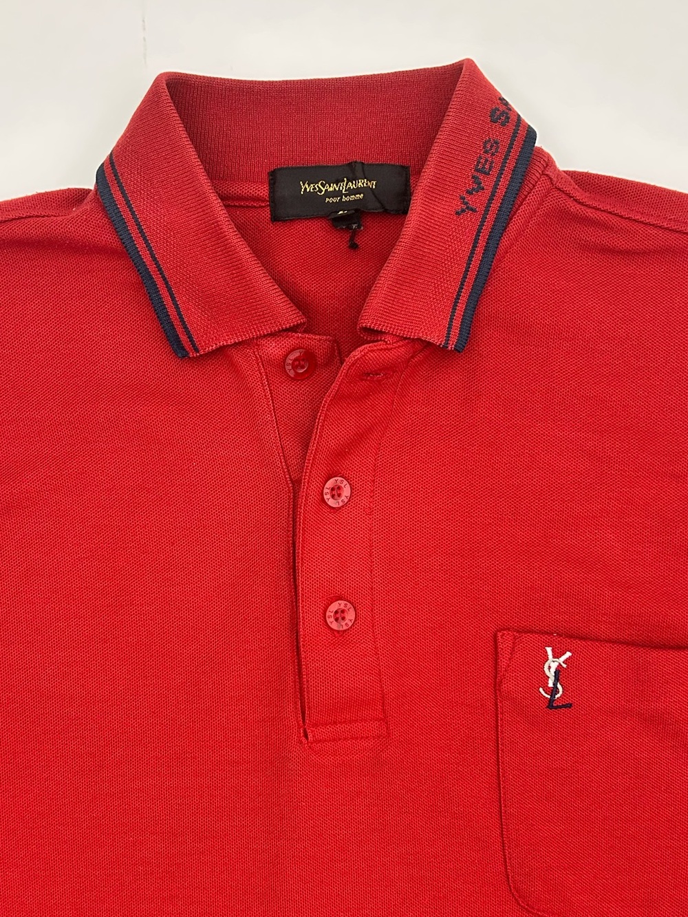 Men’s Vintage Yves Saint Laurent long sleeve polo Red size large spell out logo
